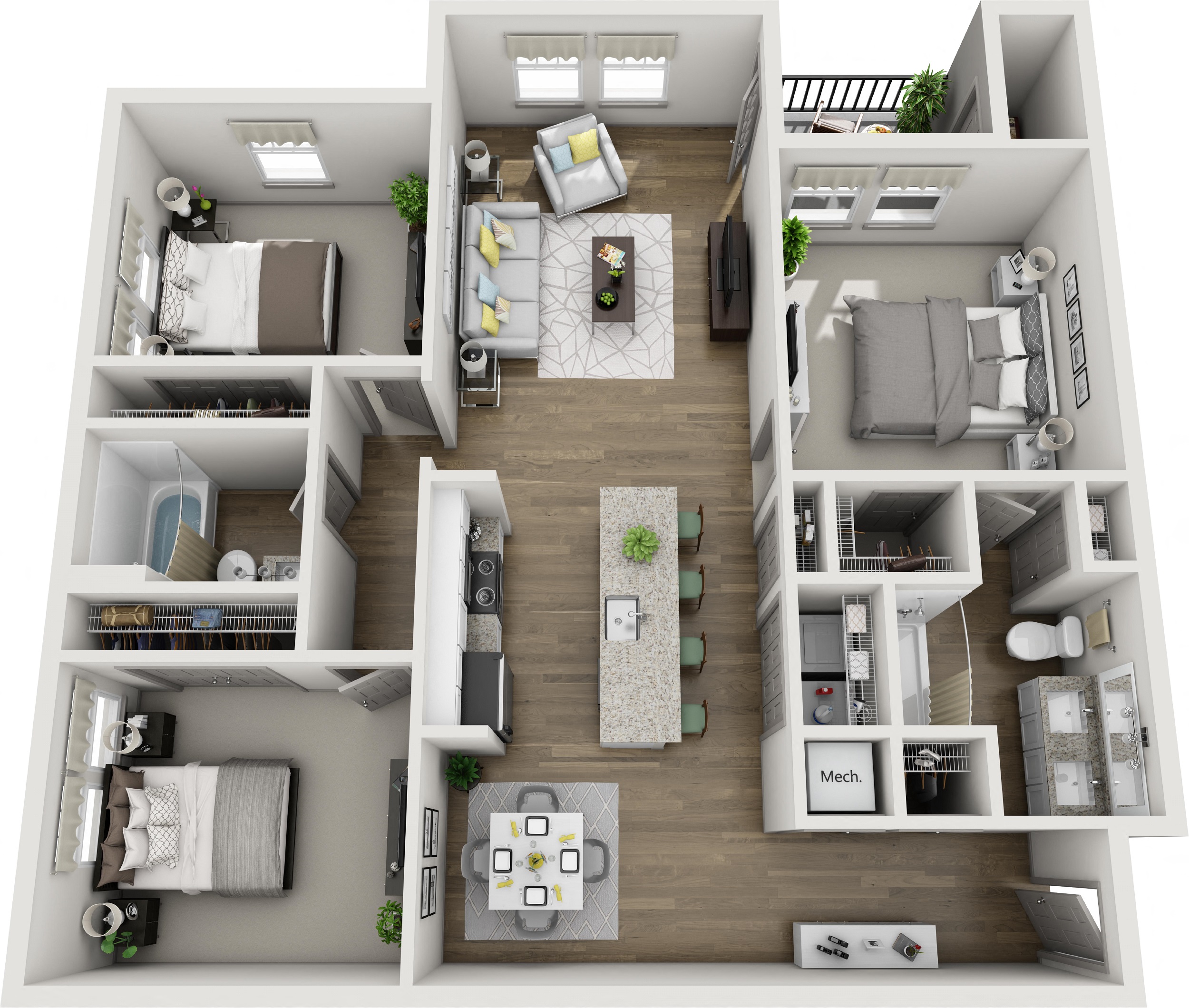 Parkstone at Knightdale Three Bedroom Floor Plan