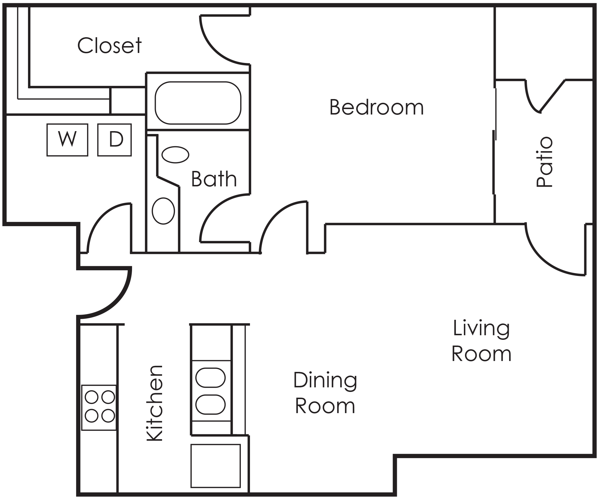1BD/1BA Floor Plan 1