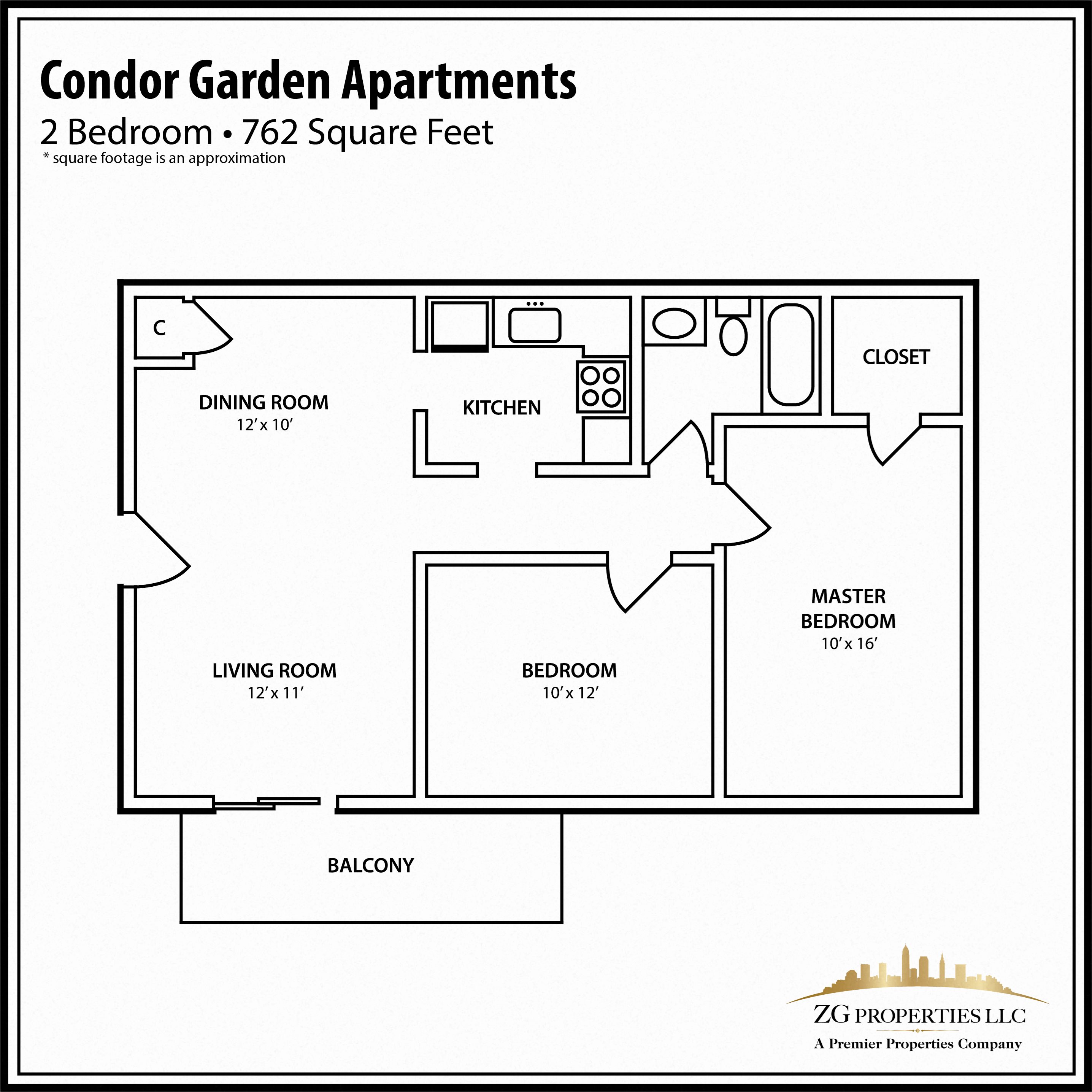 Floor Plans of Condor Garden Apartments in Elyria, OH