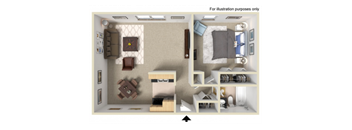 1 bedroom 1 bathroom A at Valley York Apartments, Parma Heights, Ohio