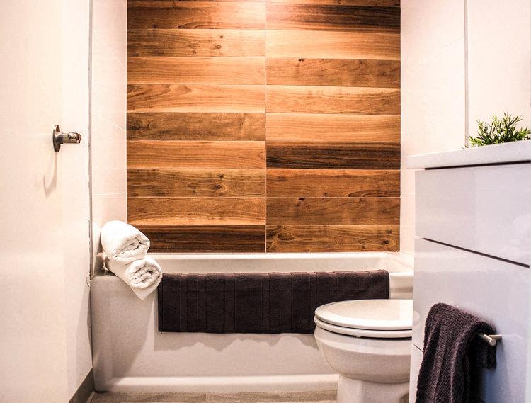 Furnished student apartment bathroom