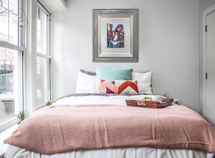 Furnished student apartment bedroom