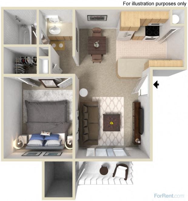 One Bedroom Floor Plan 2