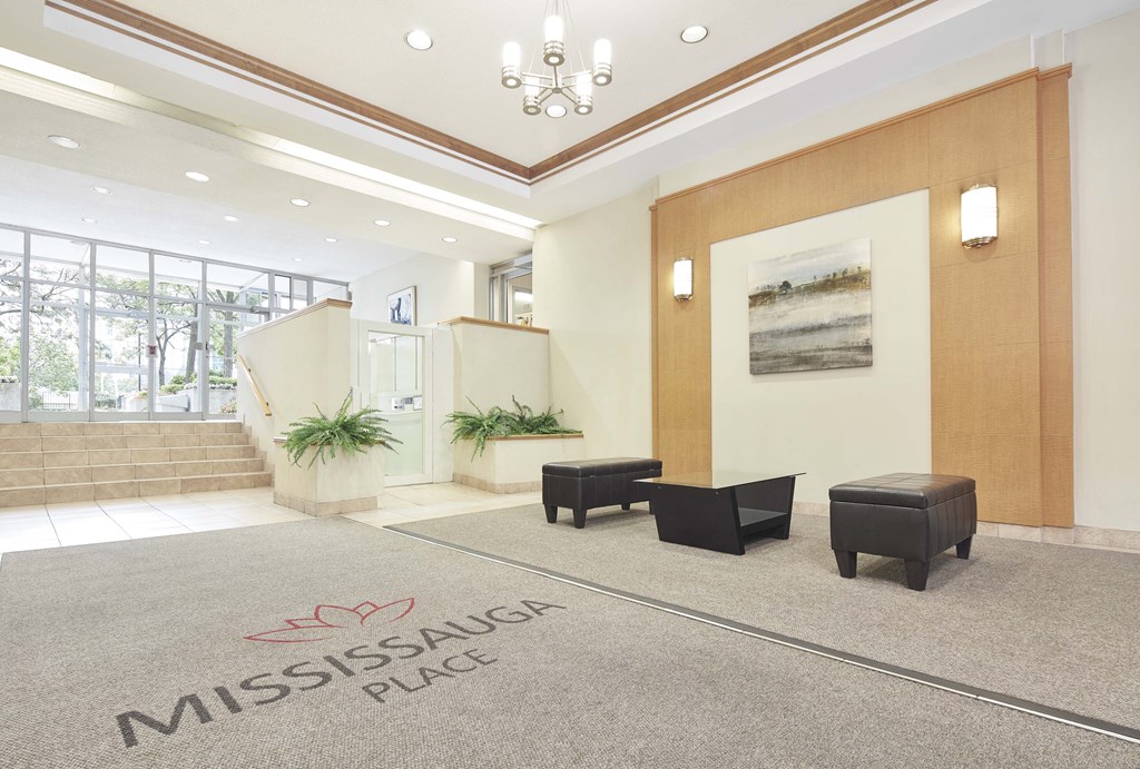 the lobby of the building