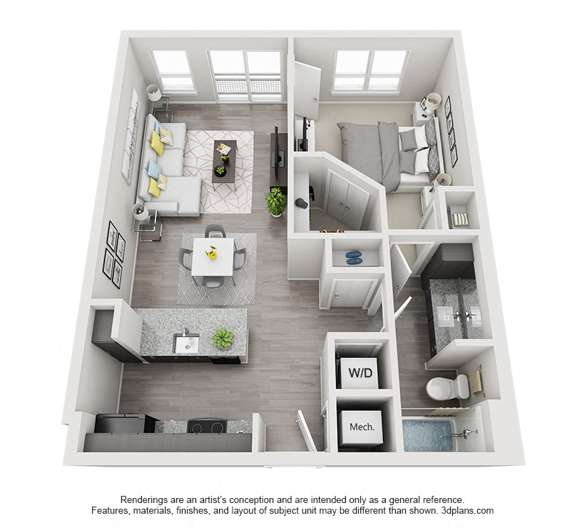 One Bedroom Floor Plan - A4