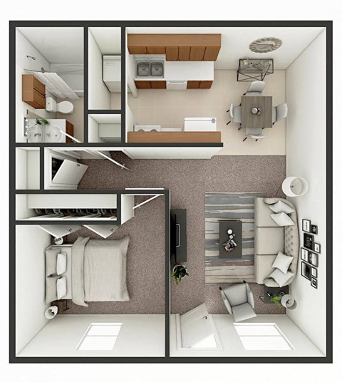 1 bed 1 bath apartment floor plan