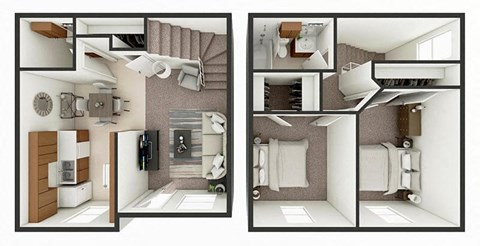 2 bedroom townhome floor plan