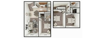 two bed 2 bath townhome floor plan