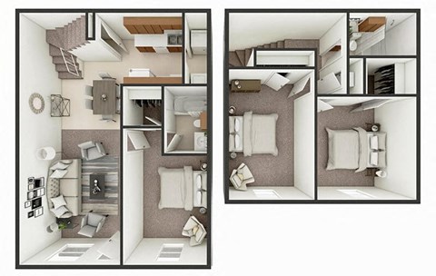 two bed 2 bath townhome floor plan