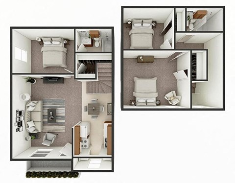 three bedroom townhome floor plan
