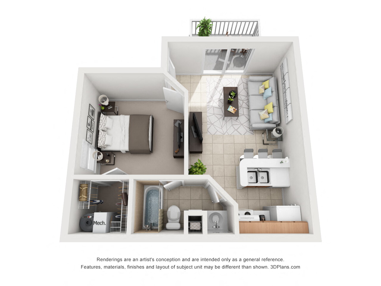 548 sq.ft. One Bed One Bath