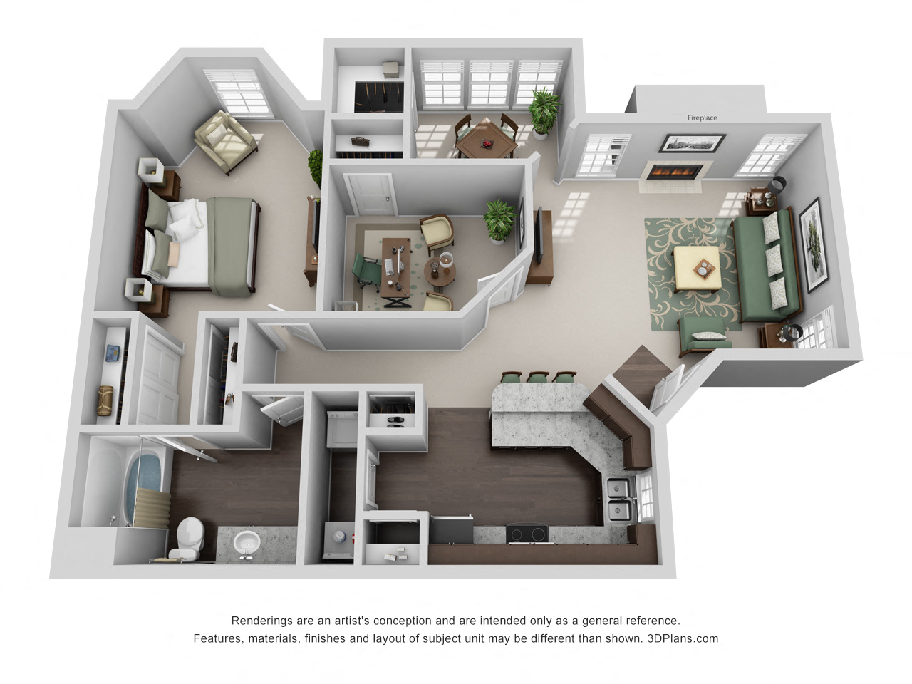 936 sq.ft. One Bed One Bath