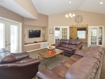 Clubhouse Lounge Area with Mounted Flat Screen TV