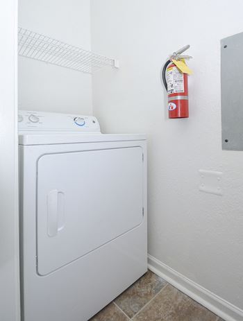 Washer and Dryer with Built In Shelving