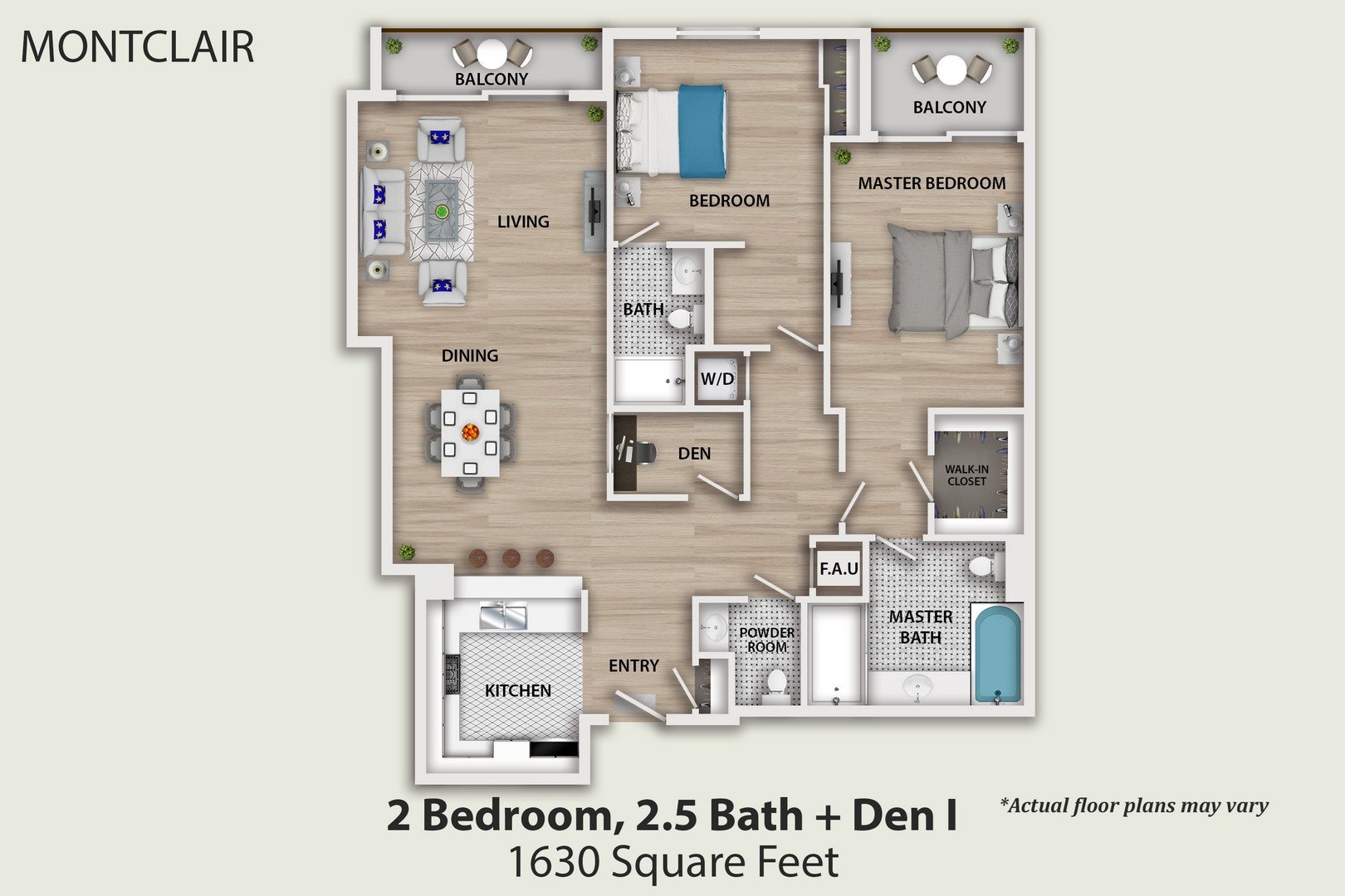 2 Bedroom 2 and half Bath With Den Unit 210, 310, 410, 510 and 610 2 Bedroom 2 and half Bath With Den Unit 210, 310, 410, 510 and 610