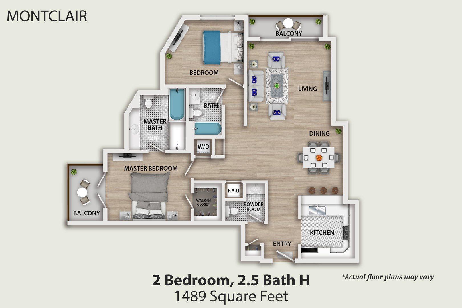 2 Bedroom 2 and half Bath Unit 309, 409, 509 and 609 2 Bedroom 2 and half Bath Unit 309, 409, 509 and 609