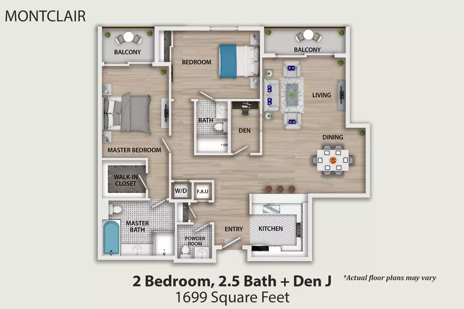 2 Bedroom 2 and half Bath With Den Unit 211, 311, 411, 511 and 611 2 Bedroom 2 and half Bath With Den Unit 211, 311, 411, 511 and 611