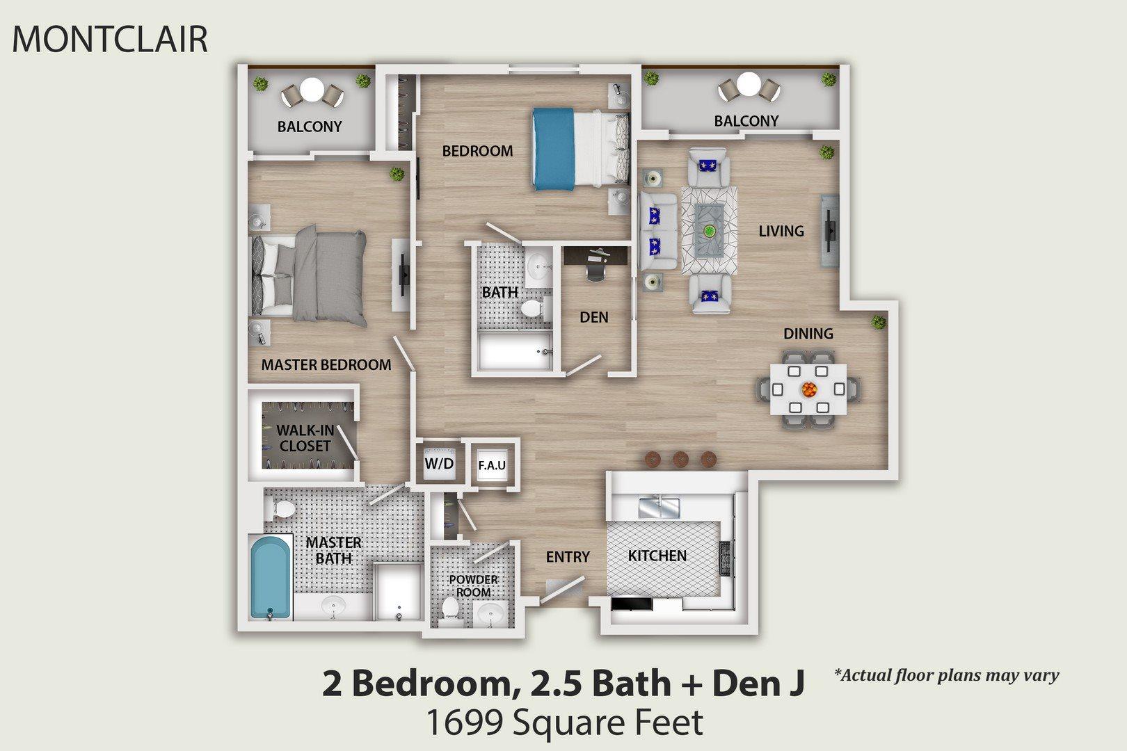 2 Bedroom 2 and half Bath With Den Unit 211, 311, 411, 511 and 611 2 Bedroom 2 and half Bath With Den Unit 211, 311, 411, 511 and 611