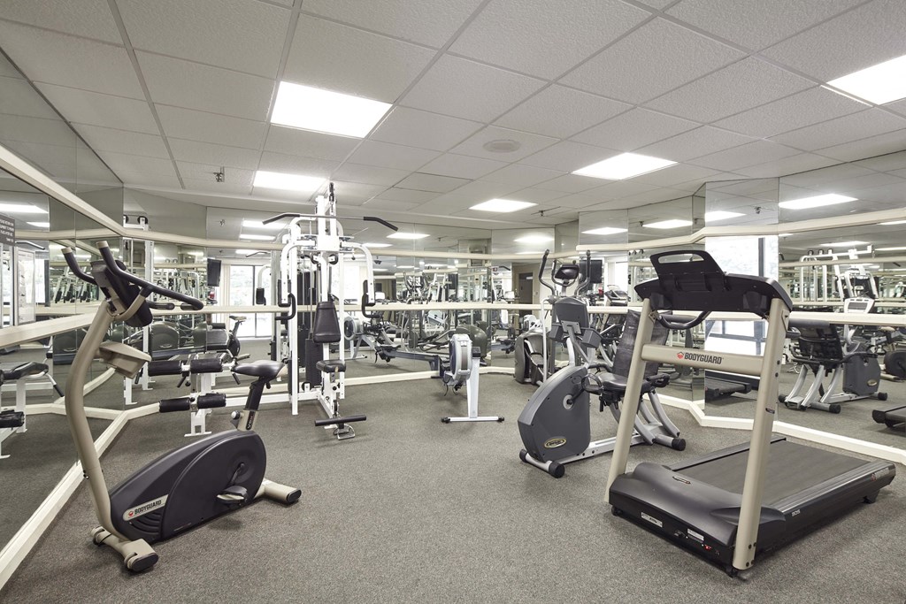 a gym with weights and other exercise equipment