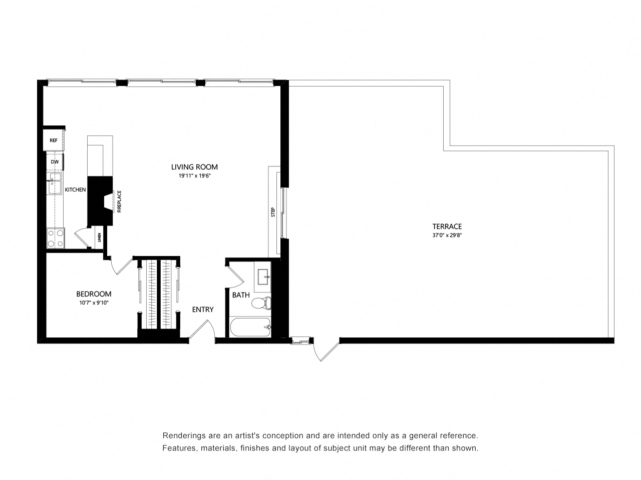 One bedroom floor plan