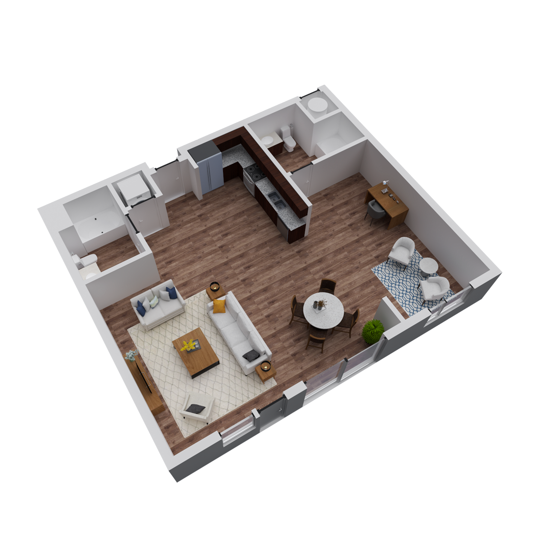 Block 32 Apartments | Santa Fe Loft Floor Plan | 0x1