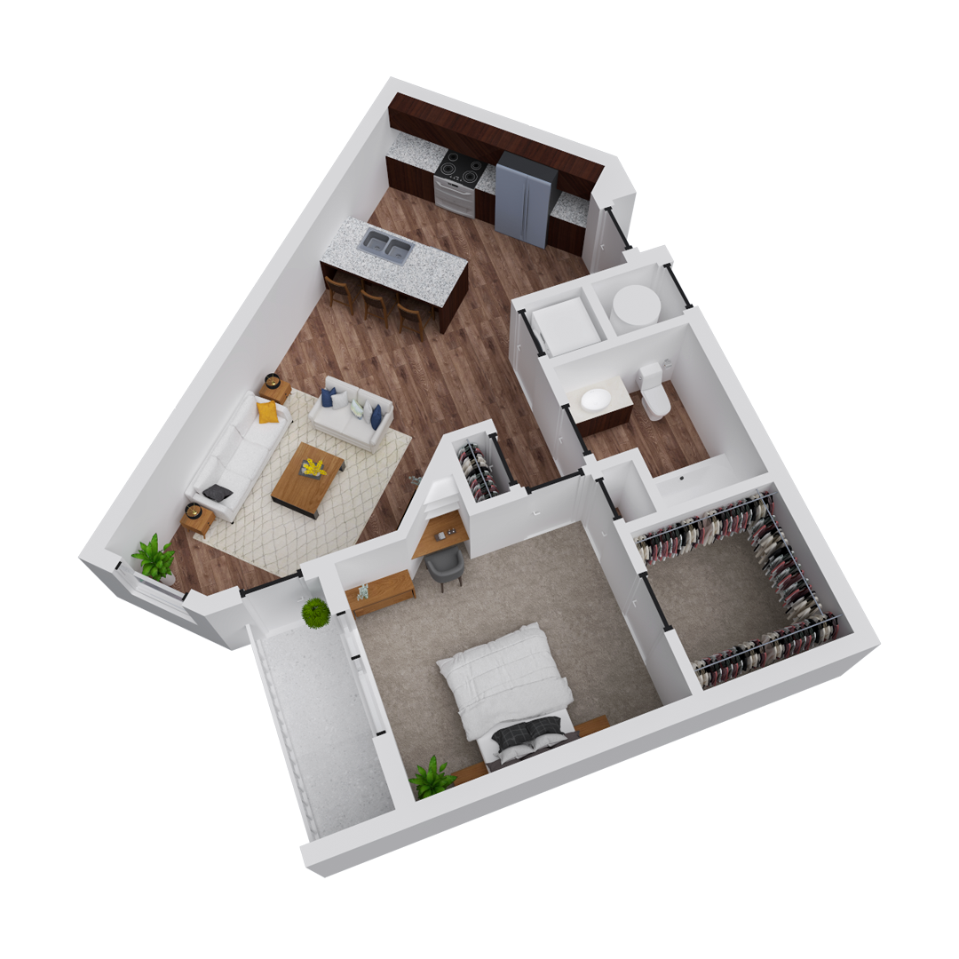 Block 32 Apartments | San Francisco Floor Plan | 1x1