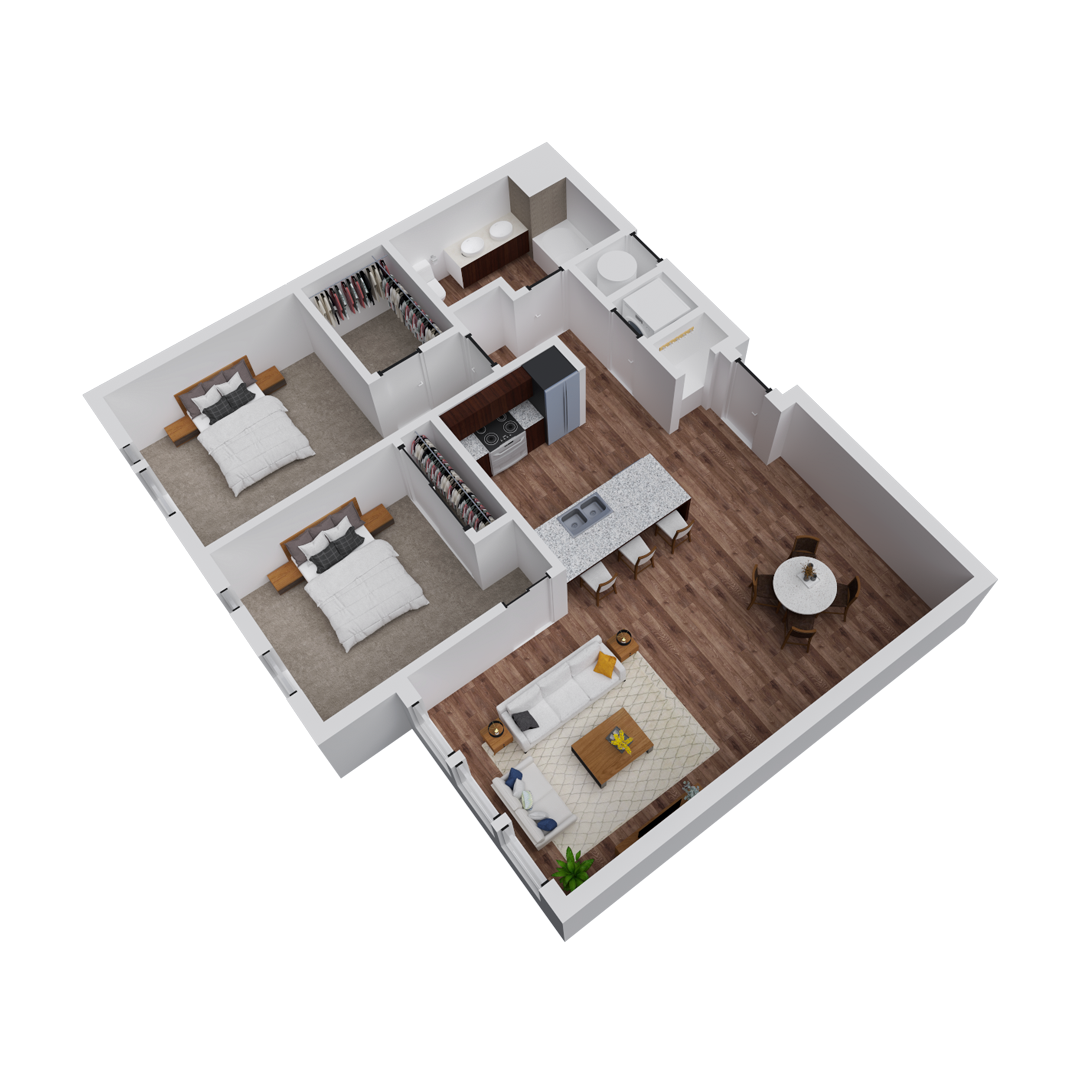 Block 32 Apartments |  Berkeley Floor Plan | 2x1