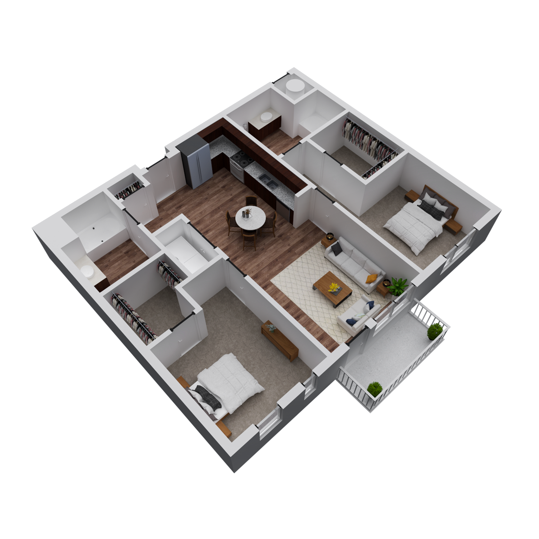 Block 32 Apartments | Austin Floor Plan | 2x2