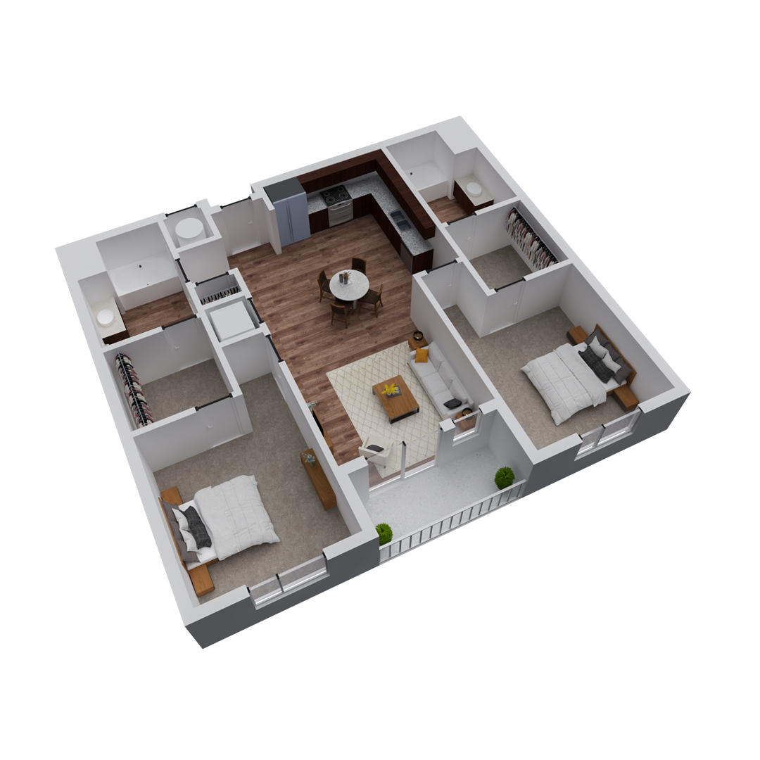 Block 32 Apartments | Chicago Floor Plan | 2x2