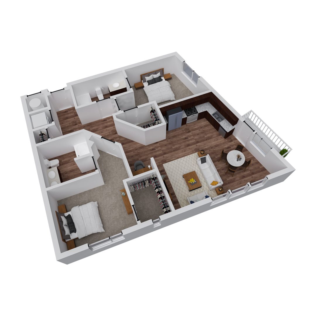 Block 32 Apartments | Hollywood II Floor Plan | 2x2