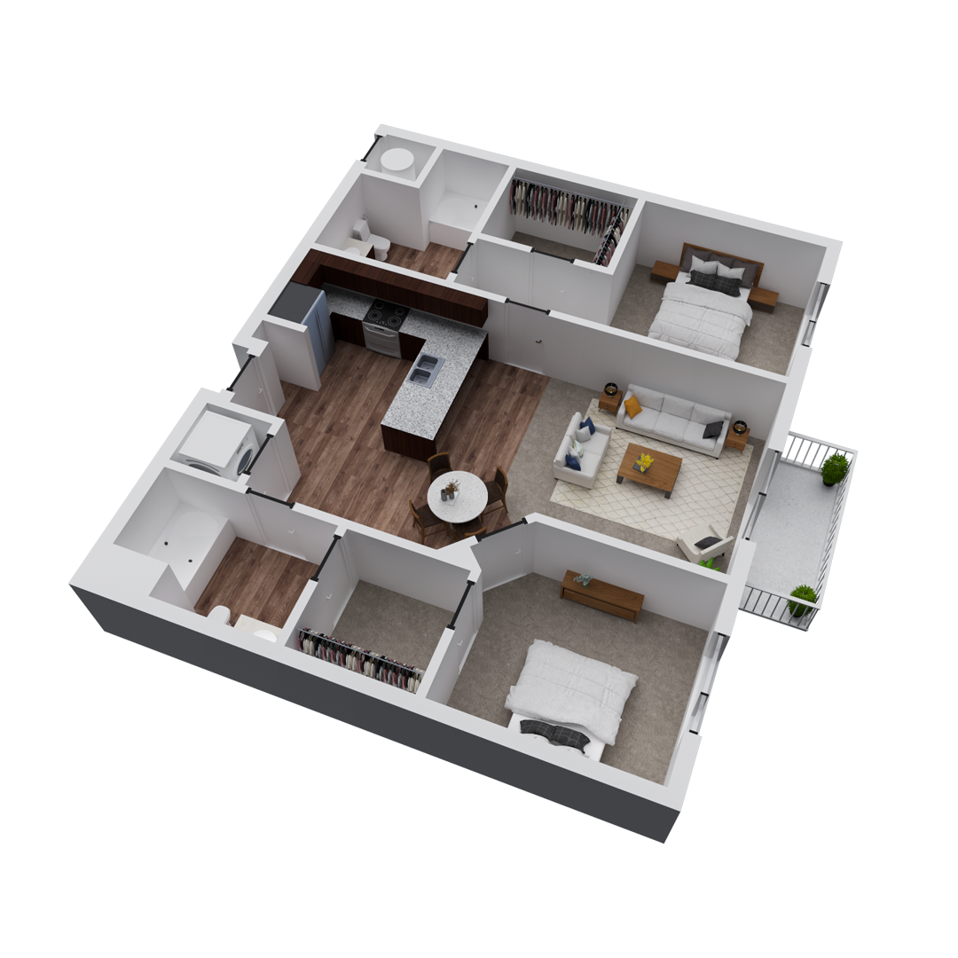 Block 32 Apartments | Santa Fe Floor Plan | 2x2
