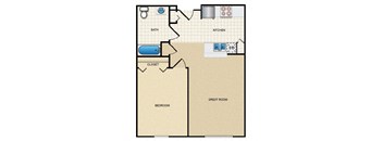 1 Bedroom/1 Bath - B