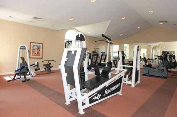 the gym is equipped with a variety of exercise equipment