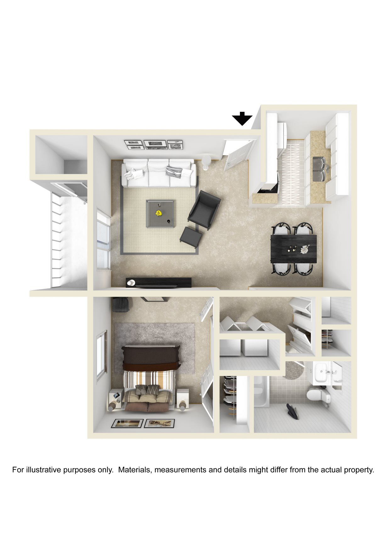 1 Bedroom Floor Plan (684 sqft) 1 Bedroom Floor Plan (684 sqft)
