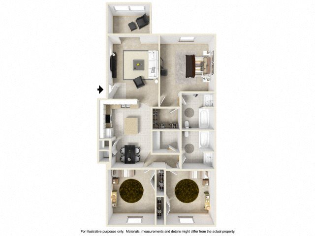 3 Bedroom Floor Plan 3 Bedroom Floor Plan at River Landing Apartments, Myrtle Beach, 29579