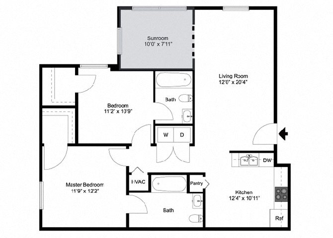 2 Bedroom Floor Plan 2D 2 Bedroom Floor Plan 2D