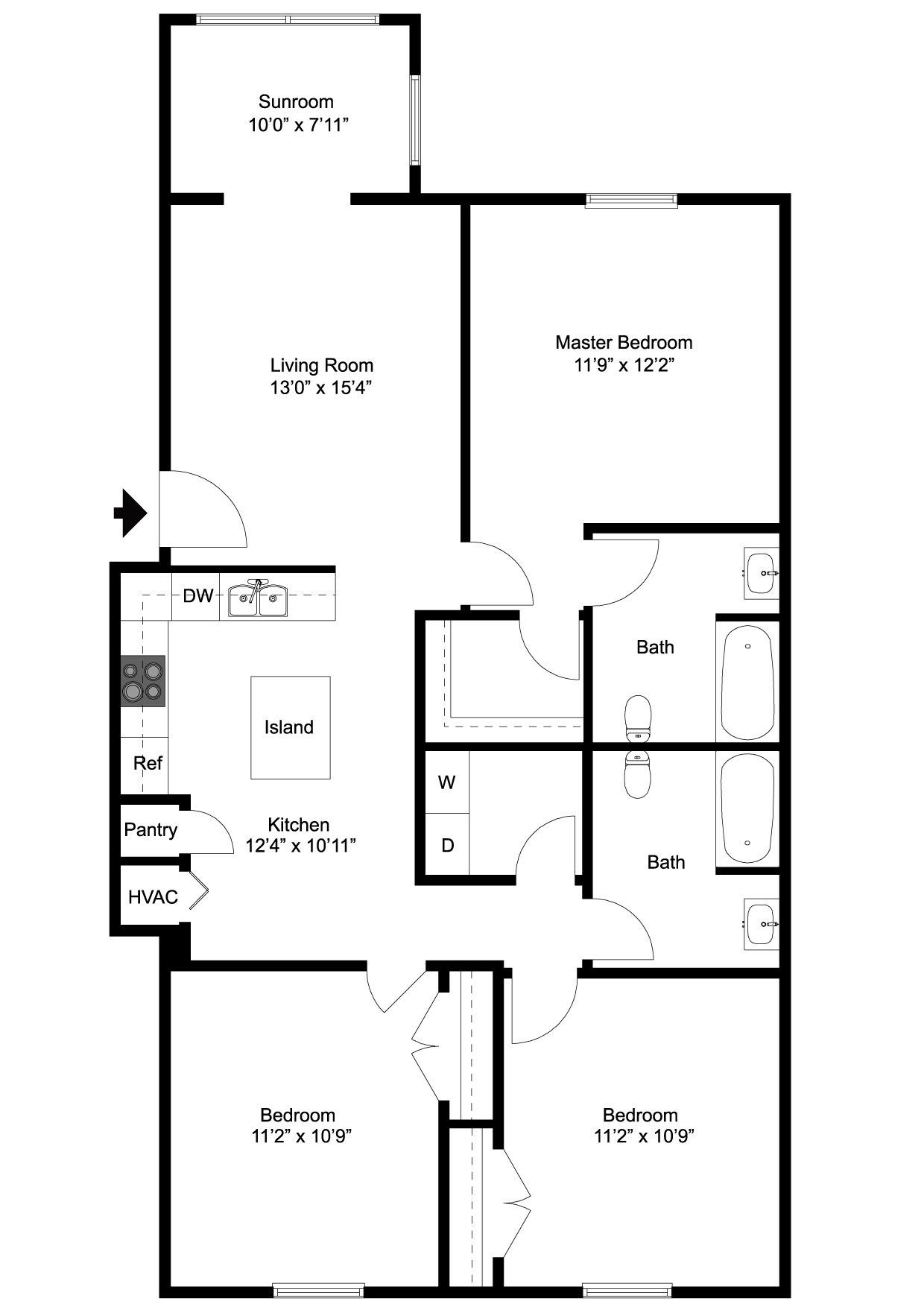 3 Bedroom Floor Plan 2D 3 Bedroom Floor Plan 2D