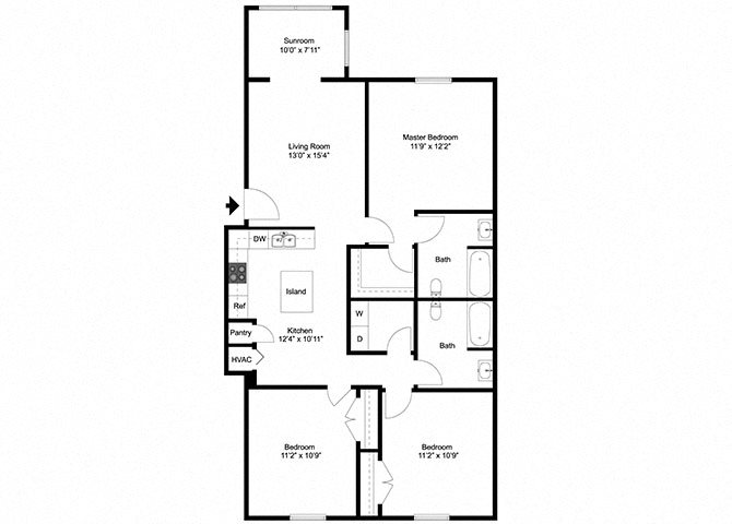 3 Bedroom Floor Plan 2D 3 Bedroom Floor Plan 2D
