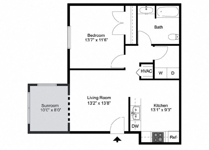 1 Bedroom 2-D Floor Plan 1 Bedroom 2-D Floor Plan
