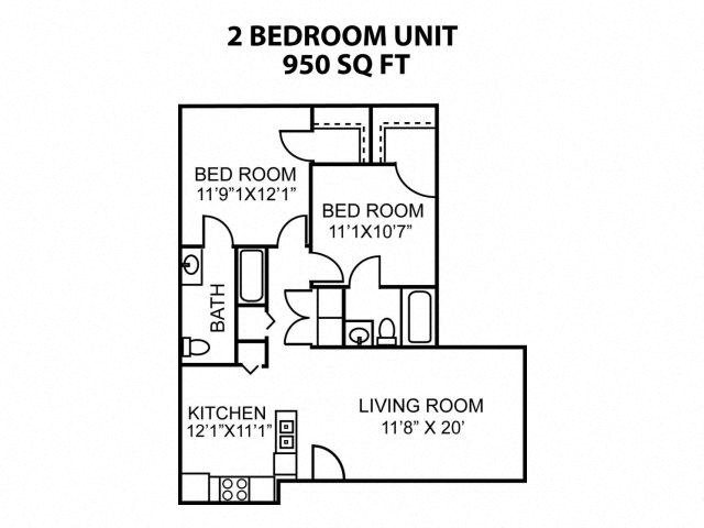 Floor plan Floor plan at Eagle Point Village Apartments, North Carolina