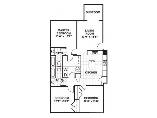 Three Bedroom Floor Plan Three Bedroom Floor Plan at Boltons Landing Apartments, Charleston, SC