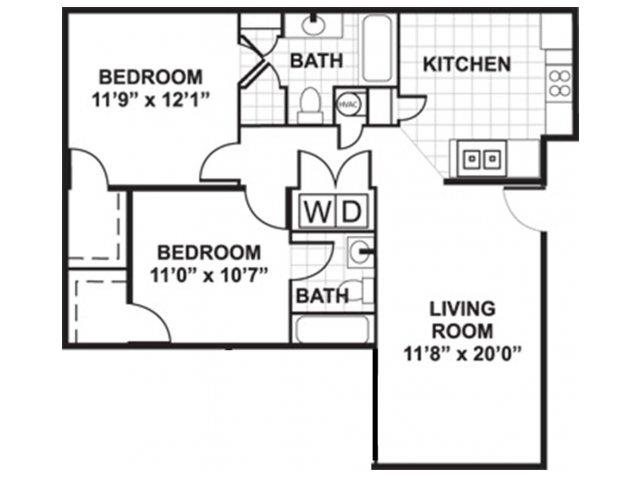 Two Bedroom (sunroom optional) Floor Plan Two Bedroom (sunroom optional) Floor Plan at Boltons Landing Apartments, Charleston, SC, 29414