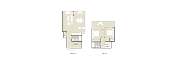 A floor plan of a house with a ground floor and first floor.