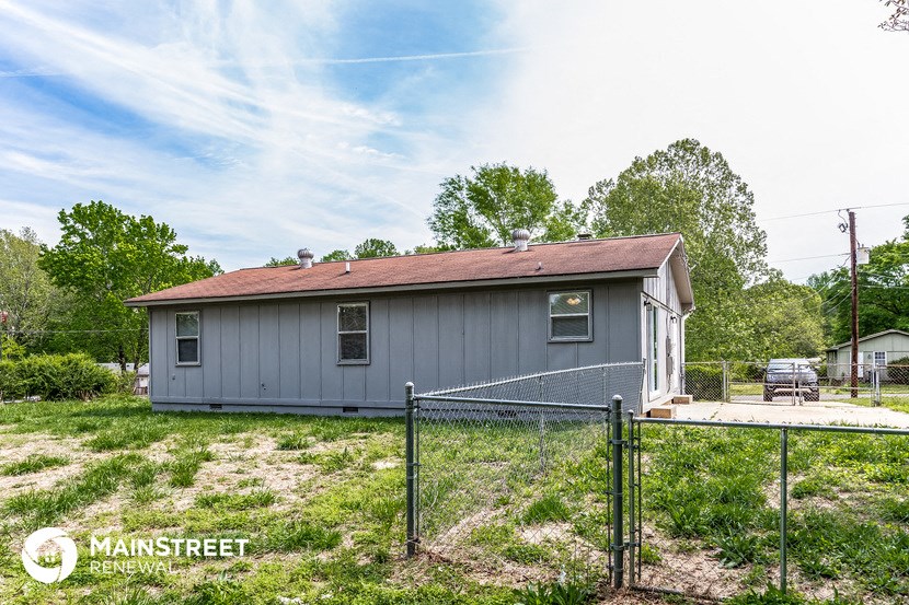 the front of the house is fenced in with a chain link fence