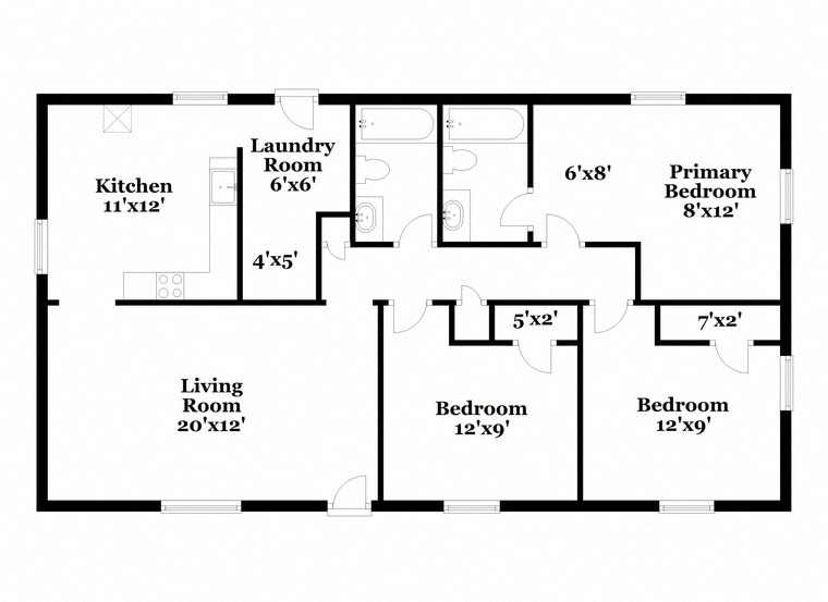 a floor plan of a house with bedrooms and a living room