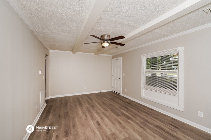 the spacious living room of our two bedroom apartment at university heights affordable housing