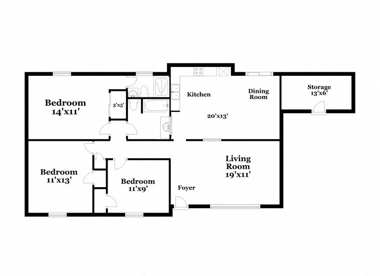 a floor plan of a house with bedrooms and a living room