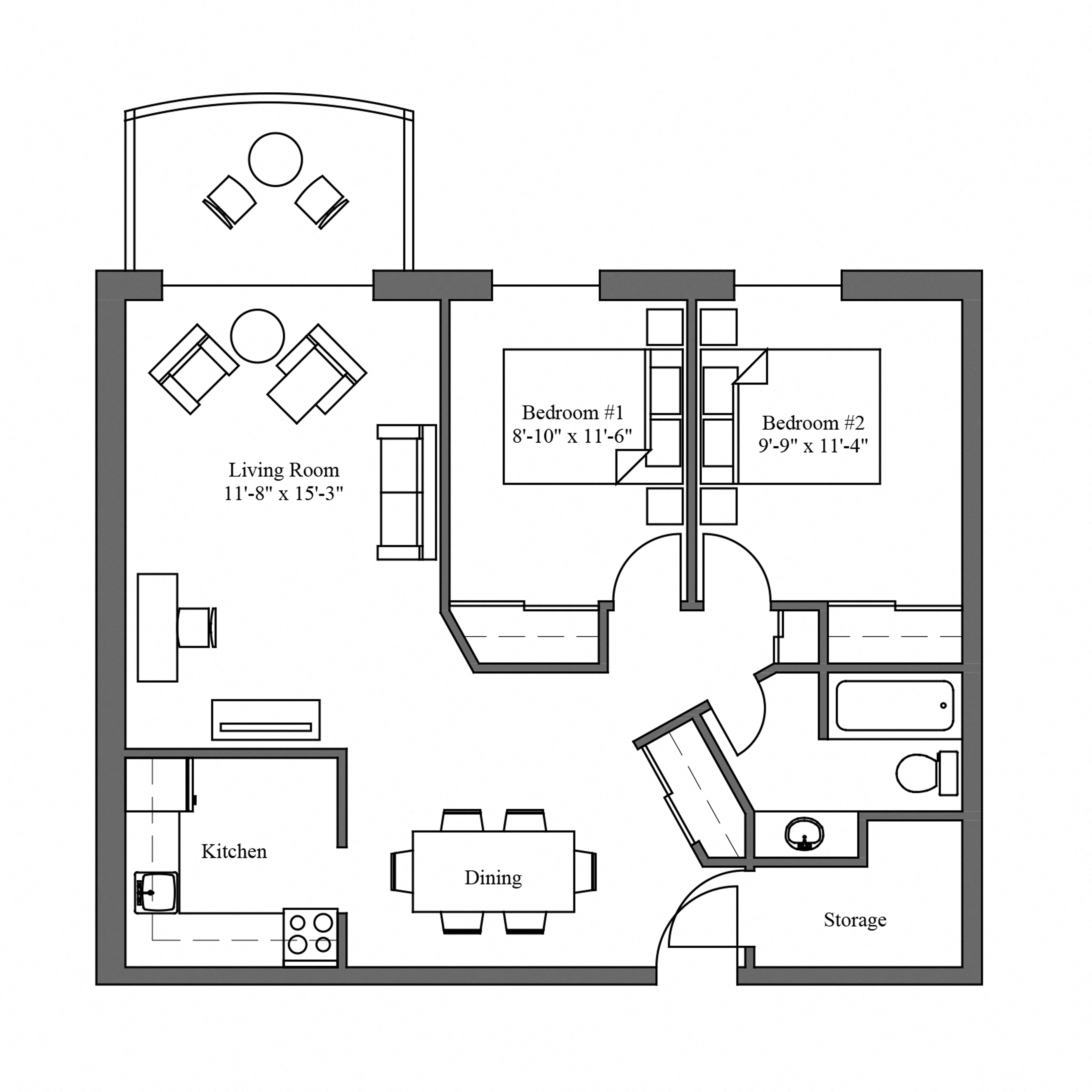 The Parkview 2 Bedroom 1 Bathroom Suite