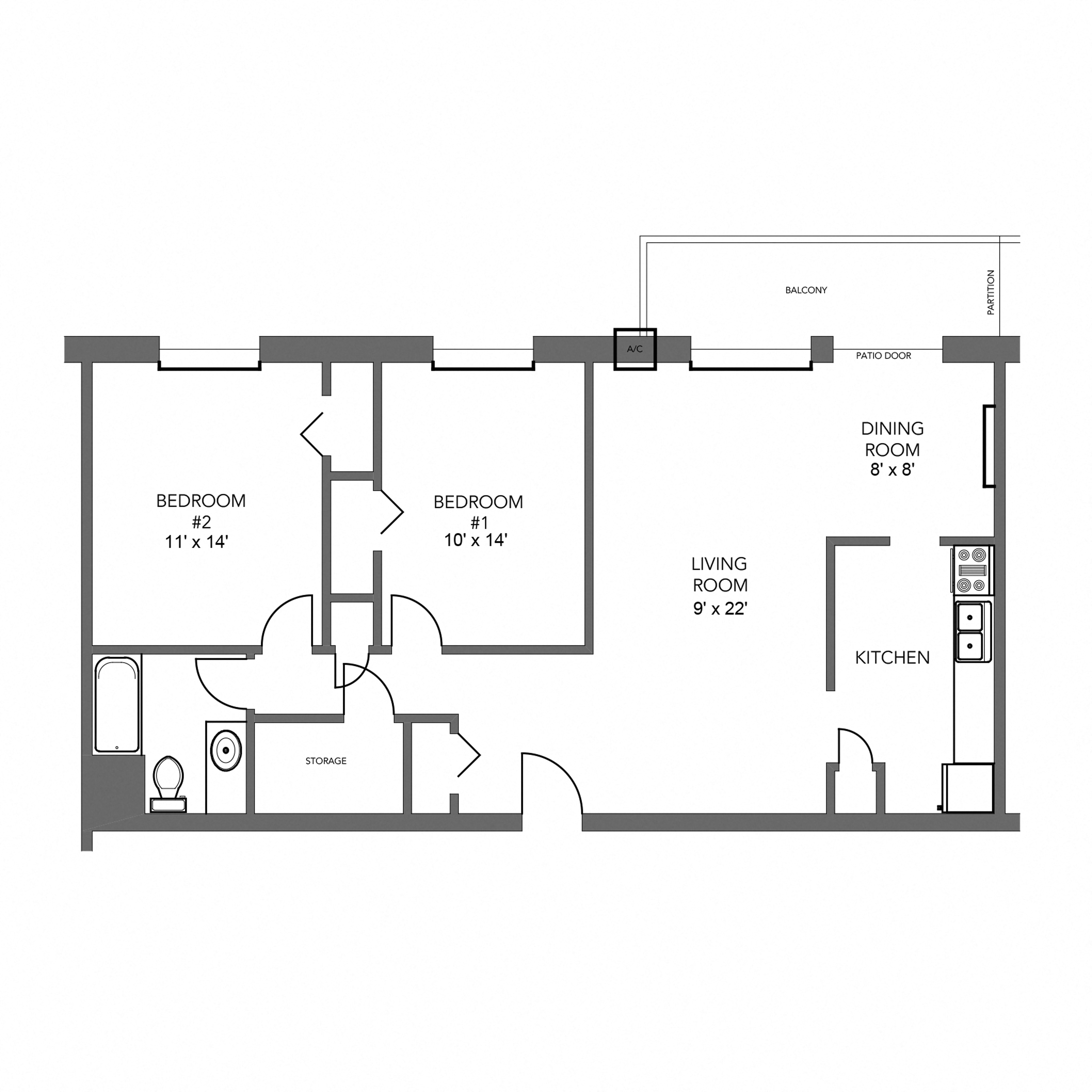 The Bagot 2 Bedroom 1 Bathroom Suite