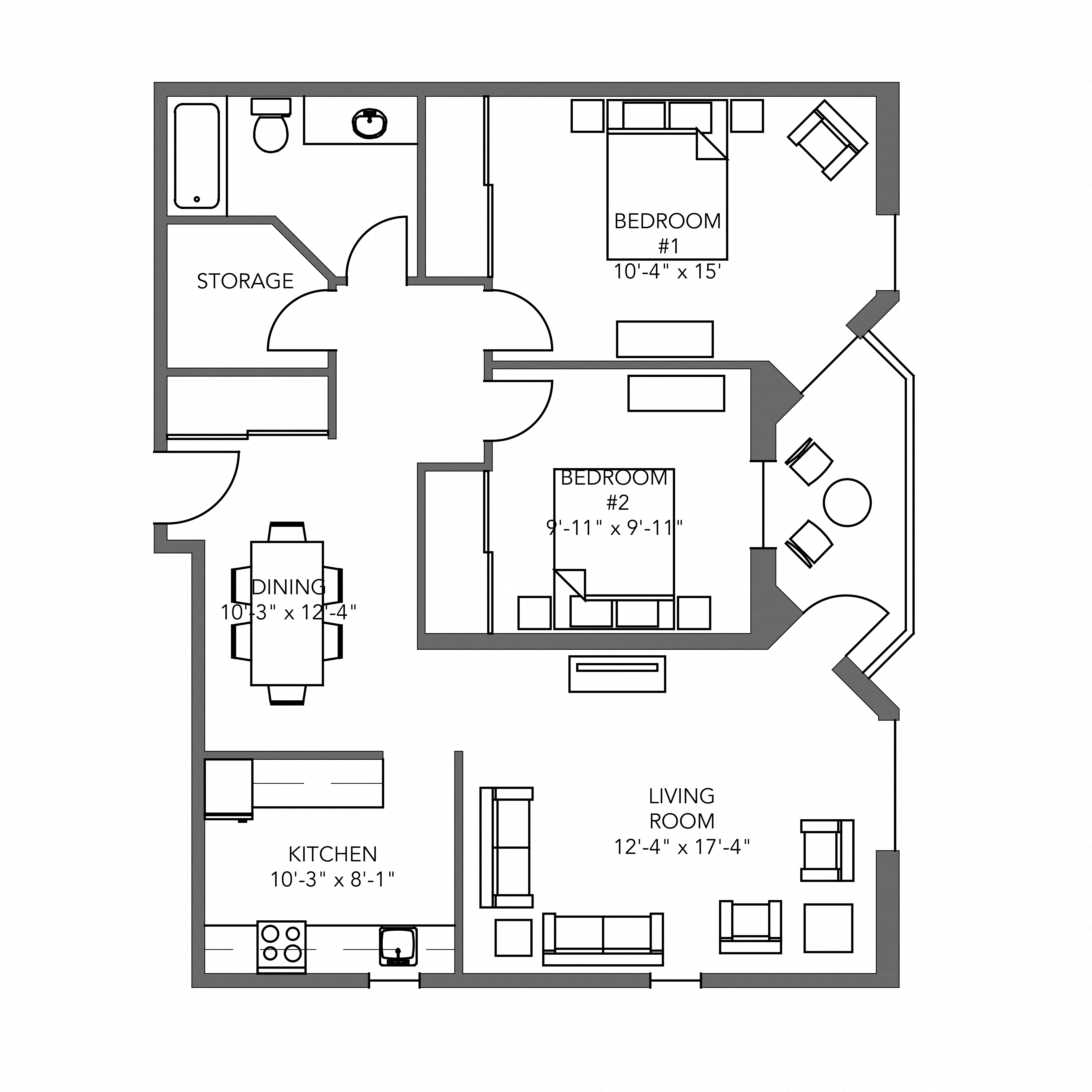 The Chelsea 2 Bedroom 1 Bathroom Suite